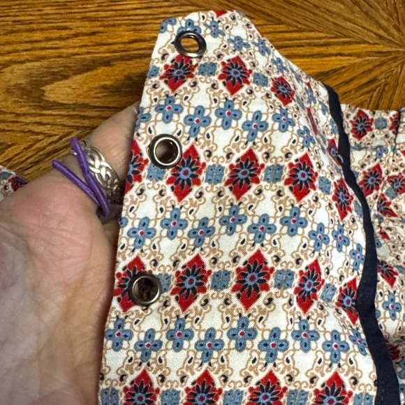 Hayden NWT M Red Blue Cream PAISLEY BOHO LONG PUFF SLEEVE Tunic MINI DRESS - Picture 5 of 5